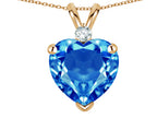 Star K™ 8mm Genuine Blue Topaz Heart Pendant Necklace