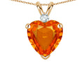 Star K™ 8mm Simulated Orange Mexican Fire Opal Heart Pendant Necklace