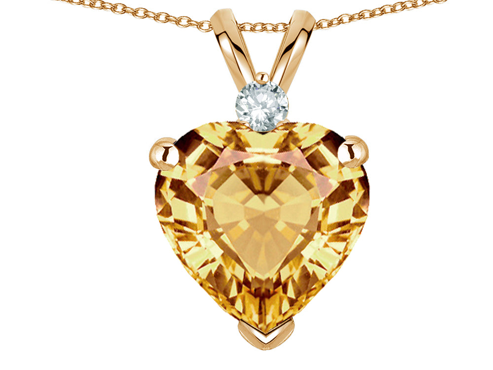 Star K™ 8mm Simulated Imperial Yellow Topaz Heart Pendant Necklace