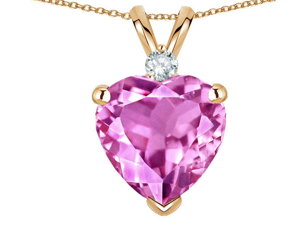Star K™ 8mm Created Pink Sapphire Heart Pendant Necklace