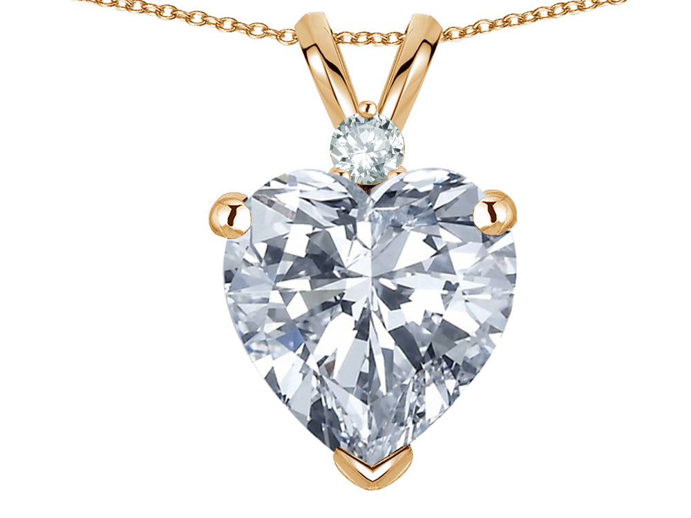 Star K™ 8mm Genuine White Topaz Heart Pendant Necklace