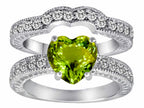 Star K™ 8mm Heart Shape Simulated Peridot and Cubic Zirconia Wedding Set