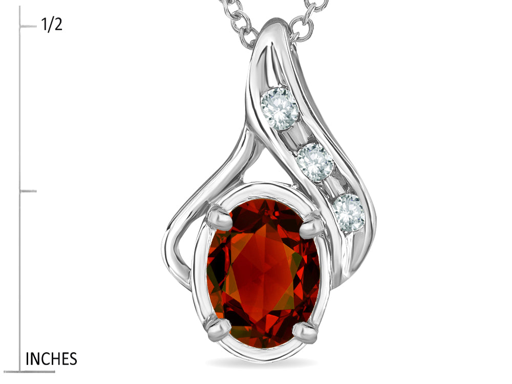 Star K™ Oval 7x5mm Genuine Garnet Drop Pendant Necklace