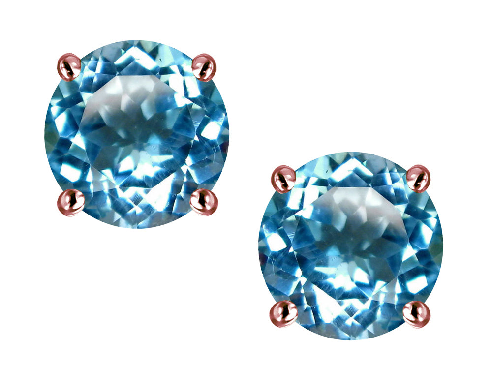 Star K™ Round 6mm Genuine Blue Topaz Classic Screw Back Stud Earrings