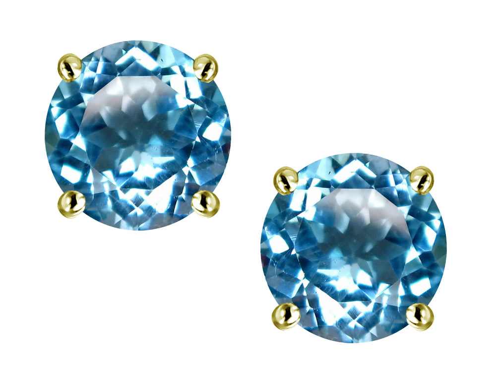 Star K™ Round 6mm Genuine Blue Topaz Classic Screw Back Stud Earrings