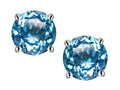 Star K™ Round 6mm Genuine Blue Topaz Classic Screw Back Stud Earrings