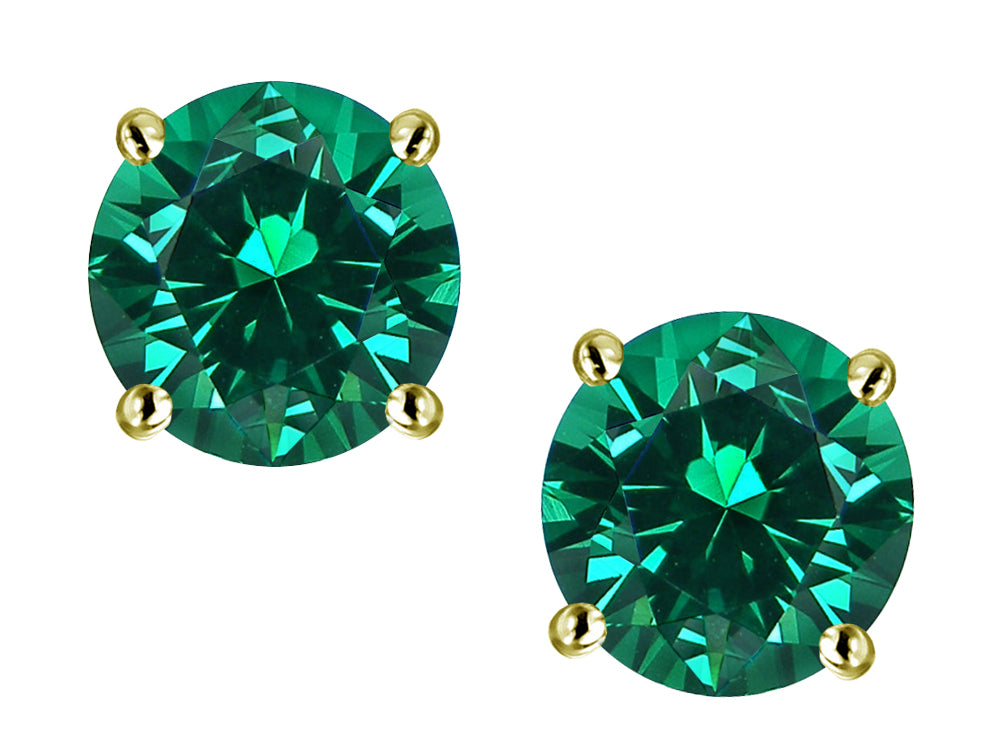 Star K™ Round 6mm Simulated Emerald Classic Screw Back Stud Earrings