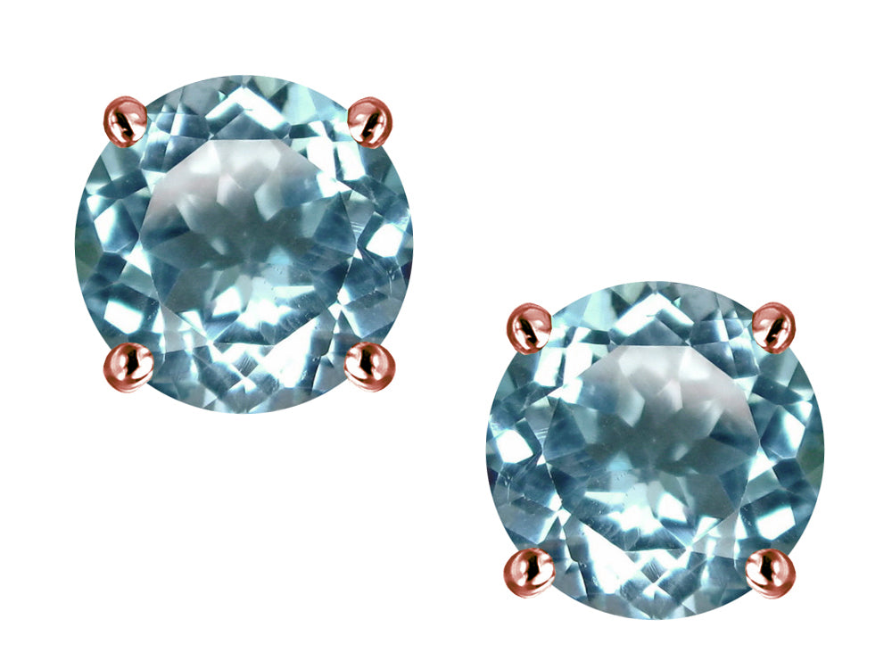 Star K™ Round 6mm Simulated Aquamarine Classic Screw Back Stud Earrings
