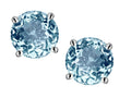 Star K™ Round 6mm Simulated Aquamarine Classic Screw Back Stud Earrings