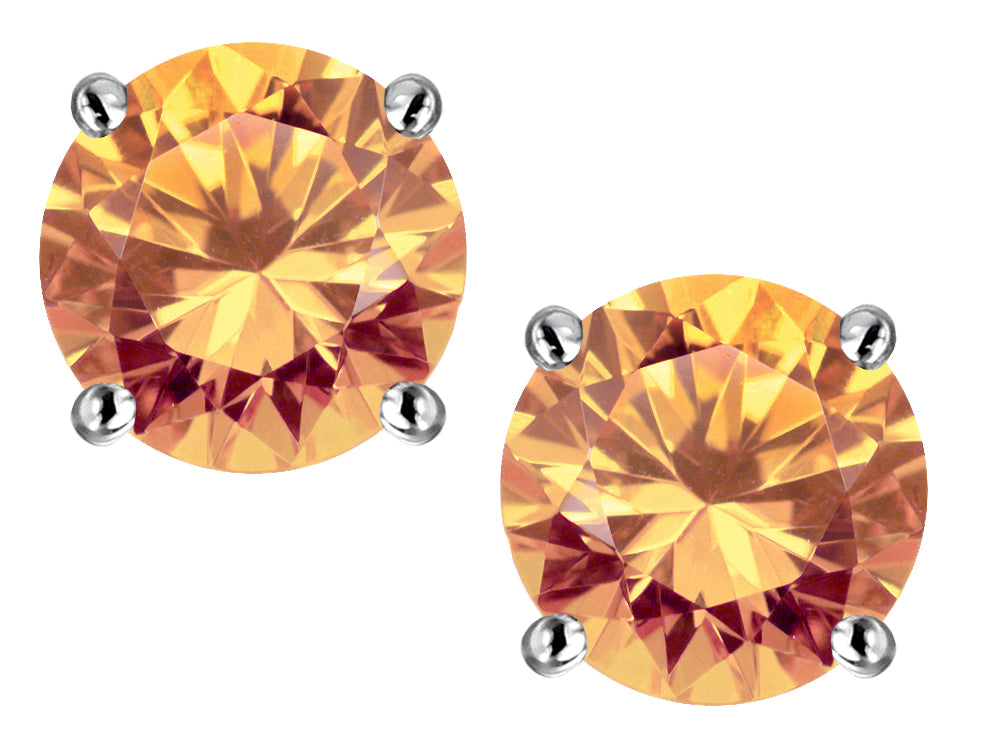Star K™ Round 6mm Simulated Imperial Yellow Topaz Classic Screw Back Stud Earrings