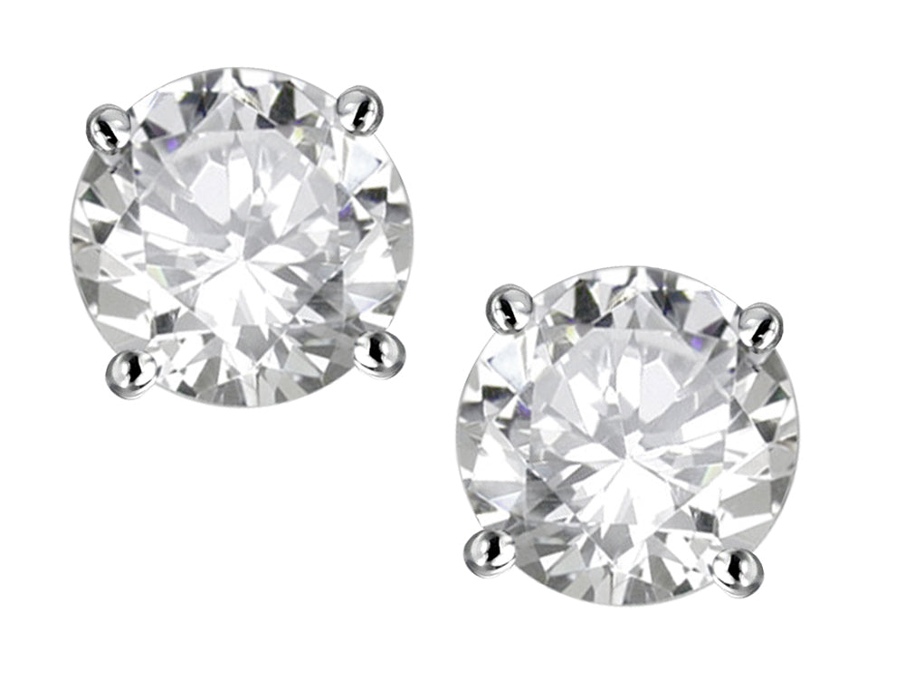Star K™ Round 6mm Genuine White Topaz Classic Screw Back Stud Earrings