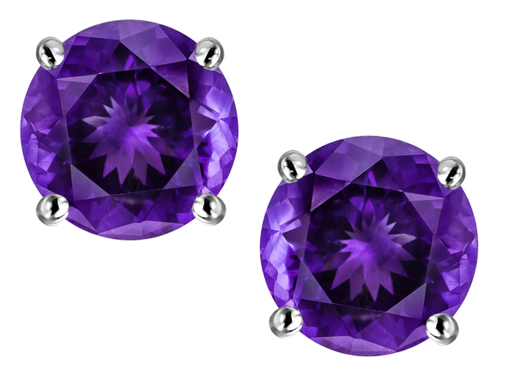 Star K™ 7mm Round Genuine Amethyst Classic Screw Back Stud Earrings