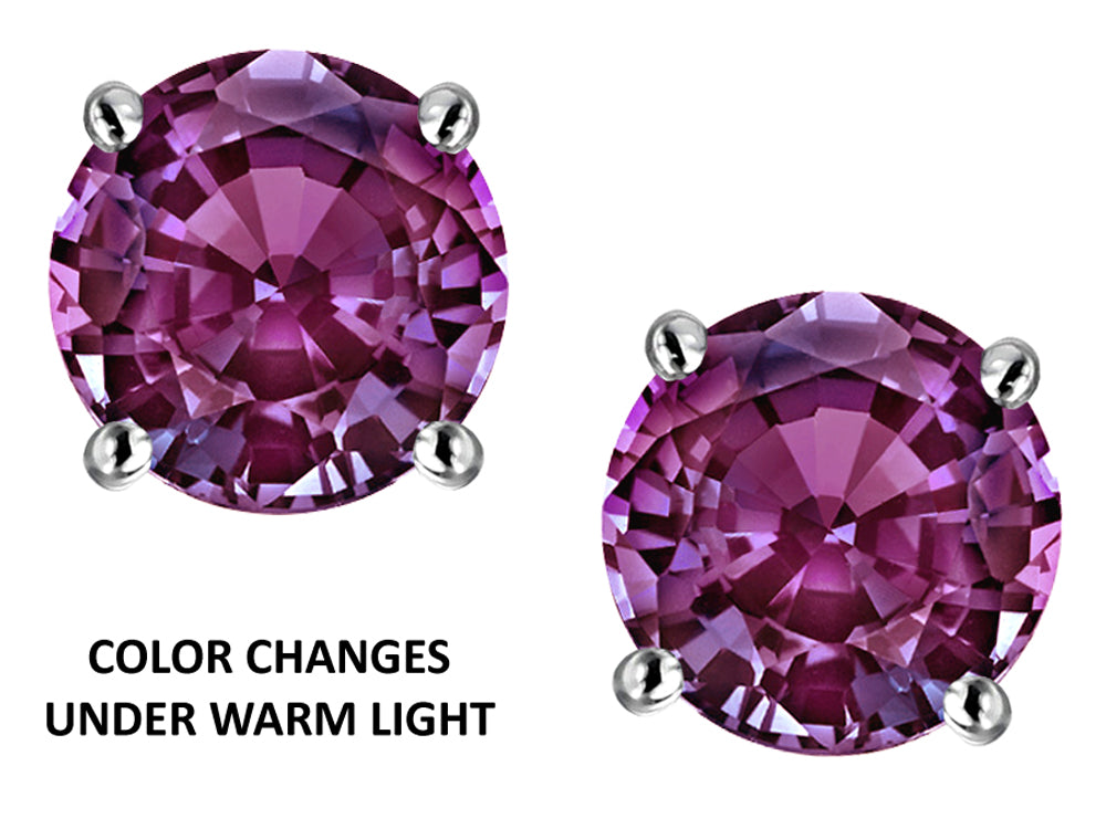 Star K™ Round 7mm Simulated Alexandrite Classic Screw Back Stud Earrings