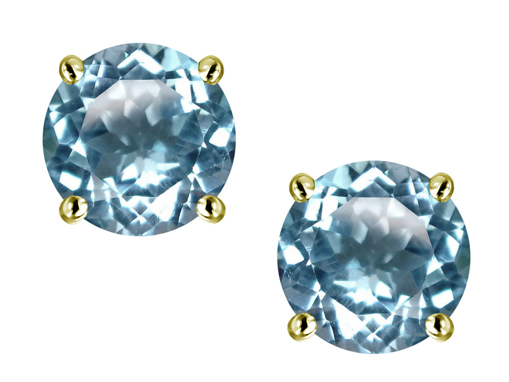 Star K™ 7mm Round Genuine Blue Topaz Classic Screw Back Stud Earrings