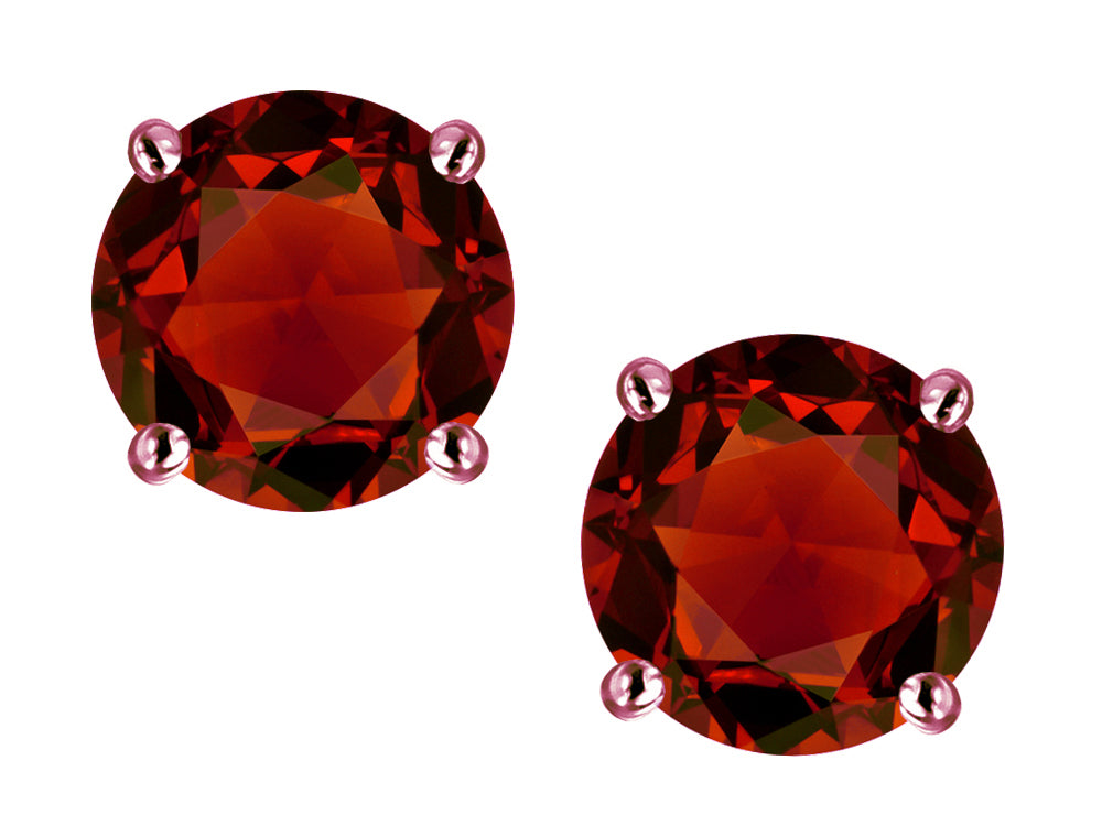 Star K™ 7mm Round Genuine Garnet Classic Screw Back Stud Earrings