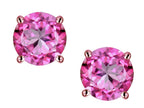 Star K™ 7mm Round Created Pink Sapphire Classic Screw Back Stud Earrings