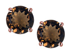 Star K™ 7mm Round Genuine Smoky Quartz Classic Screw Back Stud Earrings