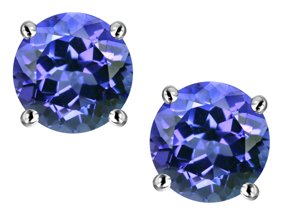 Star K™ Round 7mm Simulated Tanzanite Classic Screw Back Stud Earrings