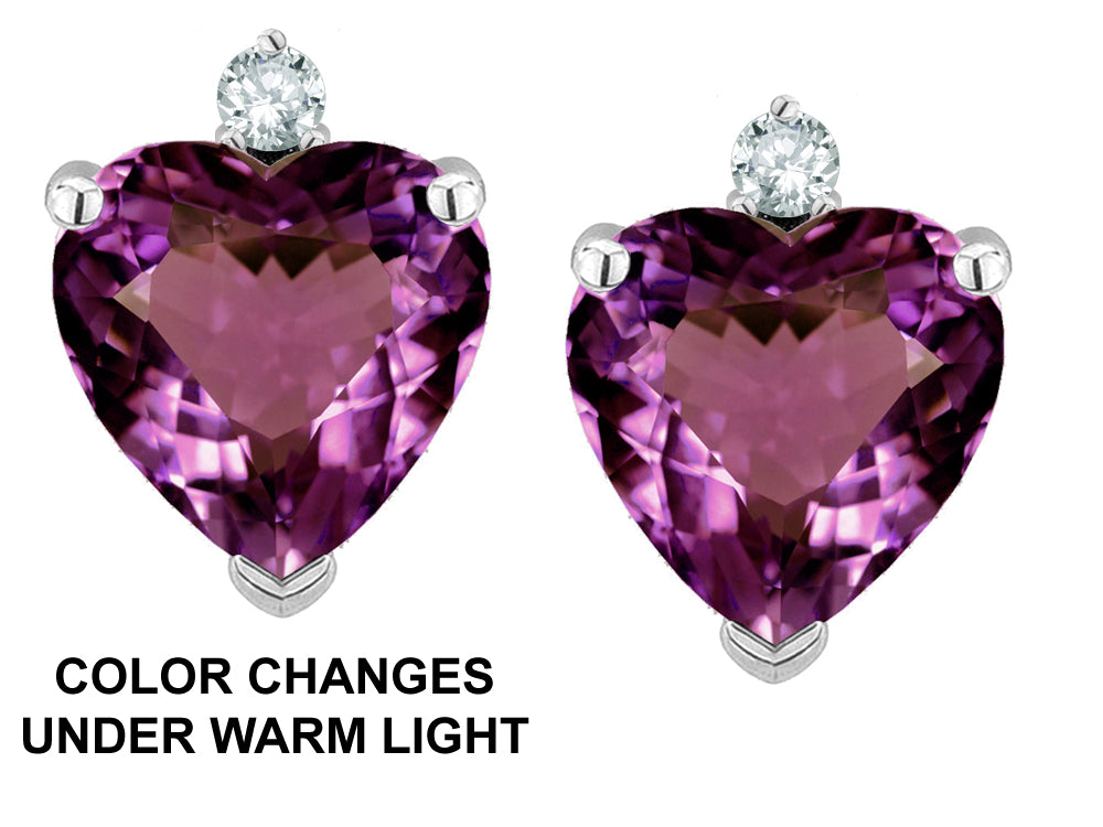 Star K™ Heart Shape 7mm Simulated Alexandrite Earrings Studs