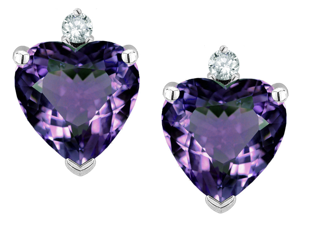 Star K™ Heart Shape 7mm Simulated Alexandrite Earrings Studs