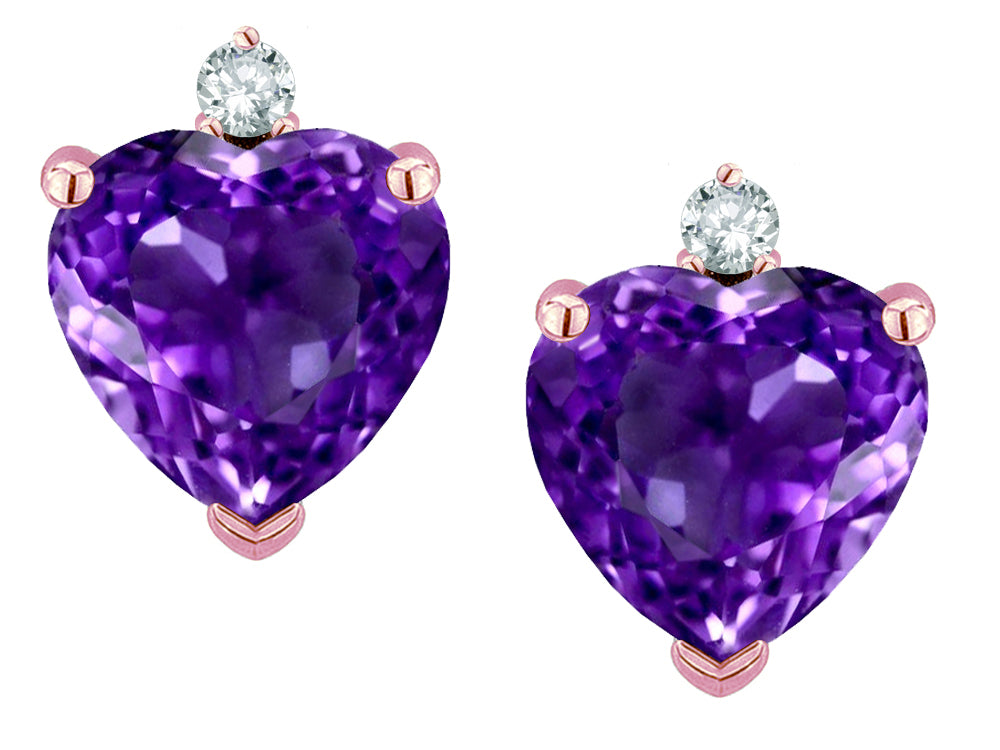Star K™ Heart Shape 7mm Genuine Amethyst Earrings Studs