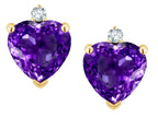 Star K™ Heart Shape 7mm Genuine Amethyst Earrings Studs