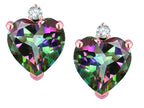 Star K™ Heart Shape 7mm Rainbow Mystic Topaz Friction Back Earrings Studs