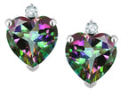 Star K™ Heart Shape 7mm Rainbow Mystic Topaz Friction Back Earrings Studs