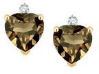 Star K™ Heart Shape 7mm Genuine Smoky Quartz Earrings Studs