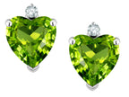 Star K™ Heart Shape 7mm Genuine Peridot Earrings Studs