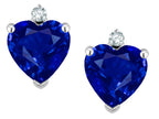 Star K™ Heart Shape 7mm Created Sapphire Friction Backs Earrings Studs