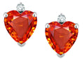 Star K™ Heart Shape 7mm Simulated Orange Mexican Fire Opal Earrings Studs