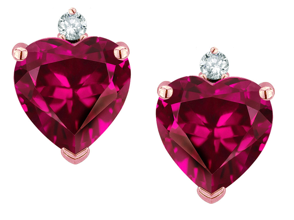 Star K™ Heart Shape 7mm Simulated Pink Tourmaline Earrings Studs