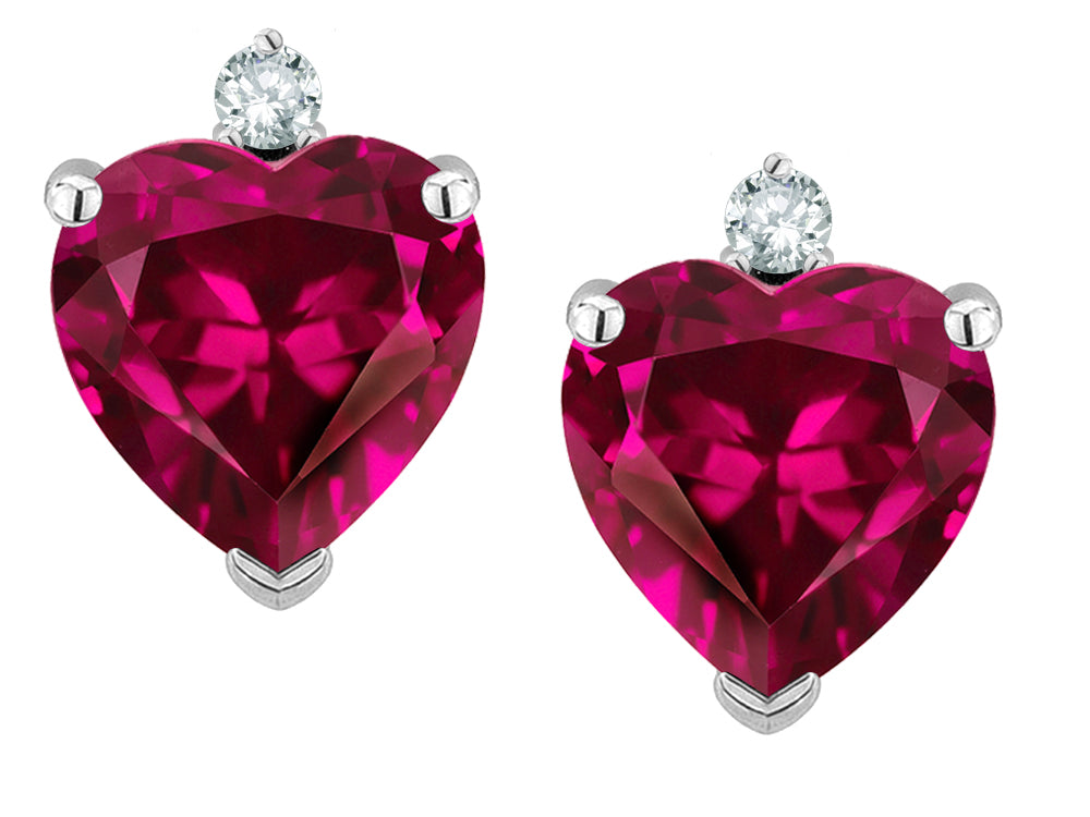 Star K™ Heart Shape 7mm Simulated Pink Tourmaline Earrings Studs