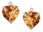 Star K™ Heart Shape 7mm Simulated Imperial Yellow Topaz Earrings Studs