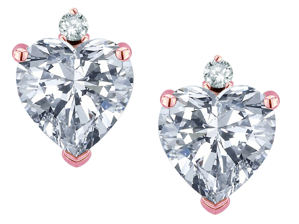 Star K™ Heart Shape 7mm Genuine White Topaz Friction Backs Earrings Studs