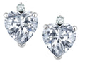 Star K™ Heart Shape 7mm Genuine White Topaz Friction Backs Earrings Studs
