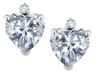 Star K™ Heart Shape 7mm Genuine White Topaz Friction Backs Earrings Studs