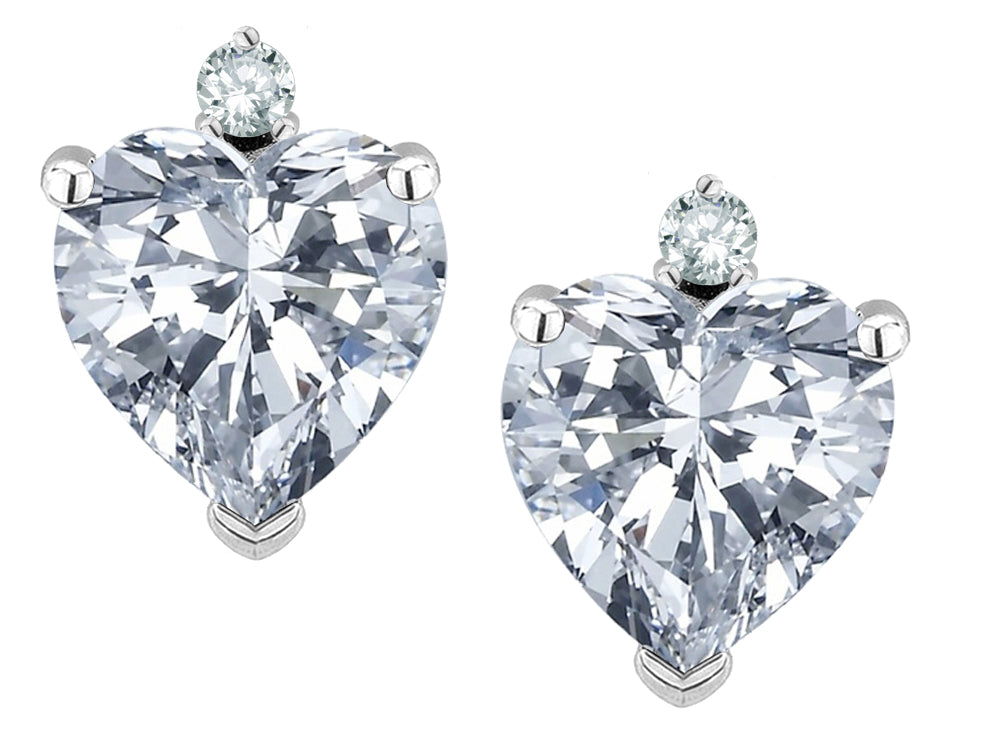 Star K™ Heart Shape 7mm Genuine White Topaz Friction Backs Earrings Studs