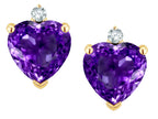 Star K™ Heart Shape Genuine Amethyst Earrings Studs