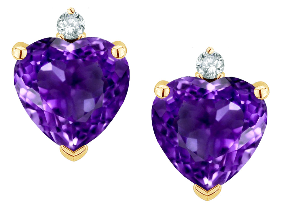Star K™ Heart Shape Genuine Amethyst Earrings Studs