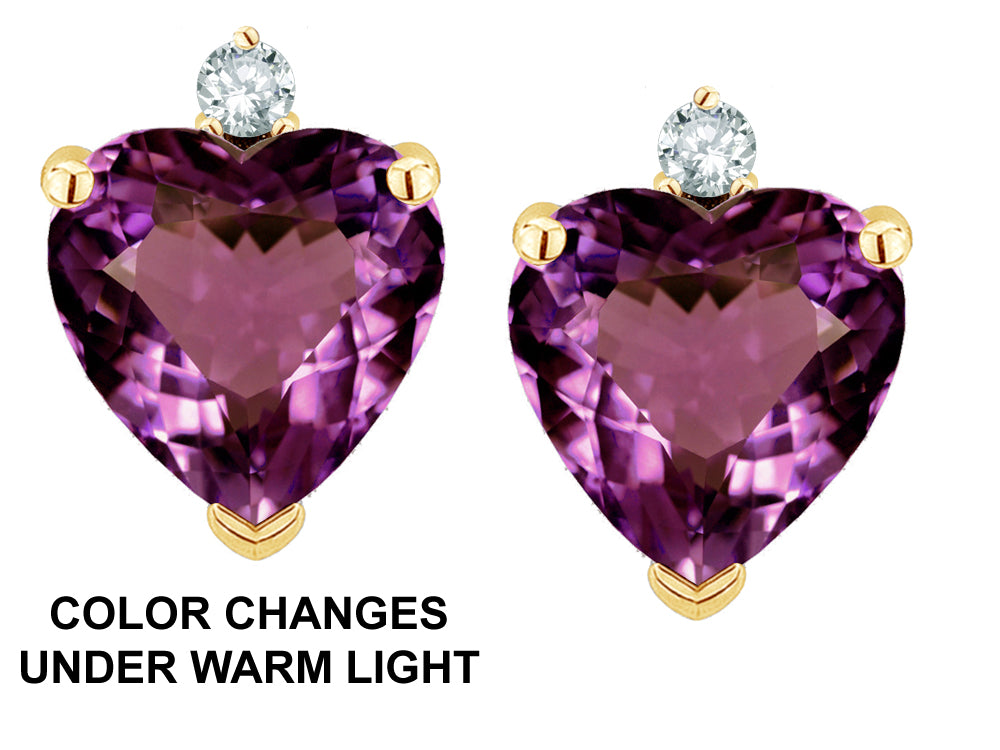 Star K™ Heart Shape Simulated Alexandrite Earrings Studs