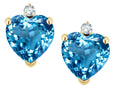 Star K™ Heart Shape Genuine Blue Topaz Earrings Studs