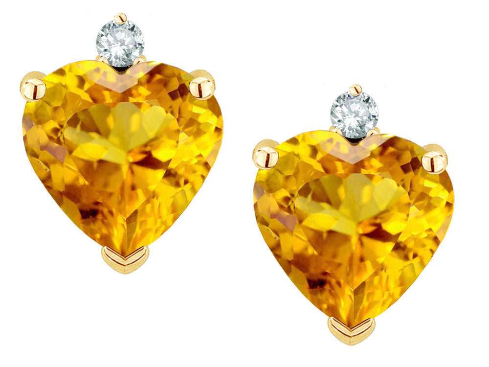 Star K™ Heart Shape Genuine Citrine Earrings Studs
