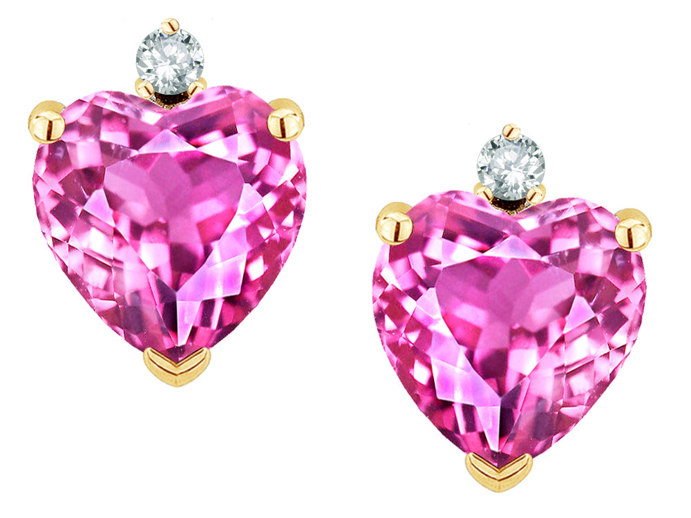 Star K™ Heart Shape Created Pink Sapphire Earrings Studs