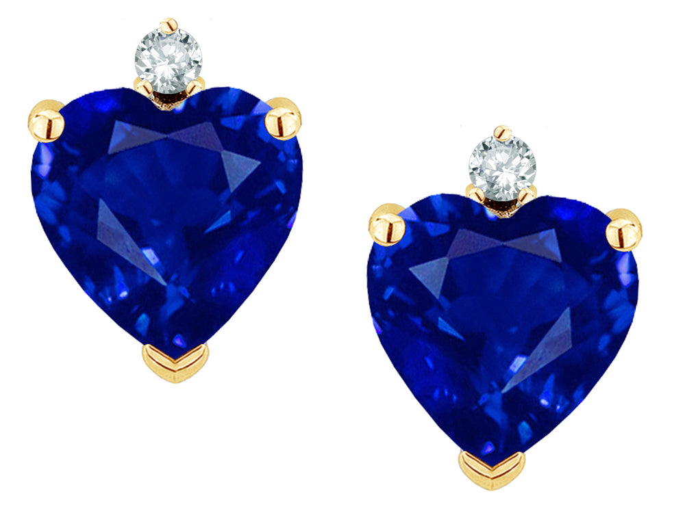 Star K™ Heart Shape Created Sapphire Earrings Studs