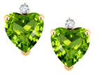 Star K™ Heart Shape Genuine Peridot Earrings Studs