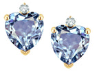 Star K™ Heart Shape Simulated Aquamarine Earrings Studs