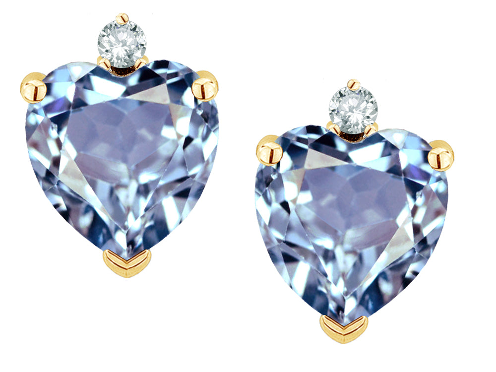 Star K™ Heart Shape Simulated Aquamarine Earrings Studs