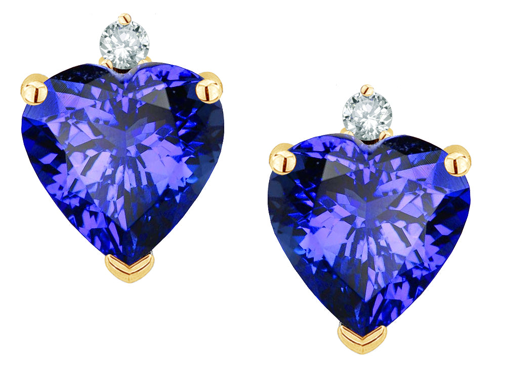 Star K™ Heart Shape Simulated Tanzanite Earrings Studs